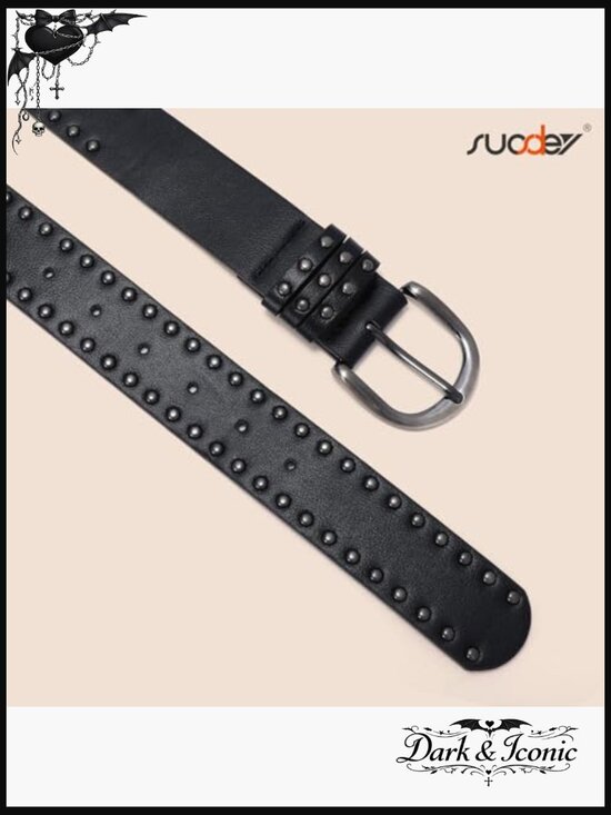 Faux Leather Studded Belt with Silver Buckle main image 4